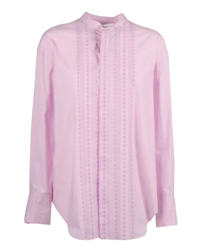 forte_forte Les Fleurs embroidered poplin shirt - Rosa Rosa