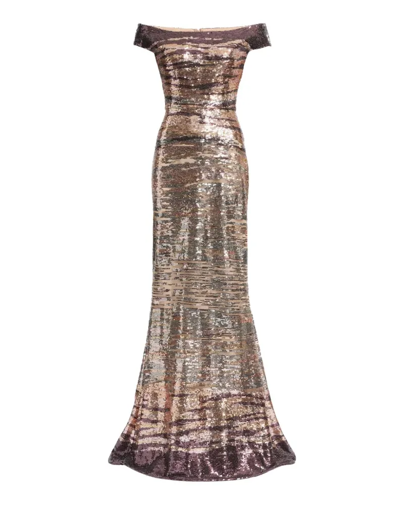 Elie Saab Sequin-embroidered off-shoulder maxi dress - Gold Gold