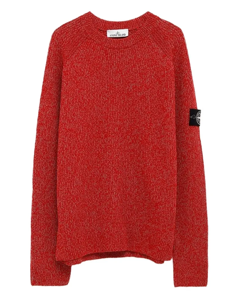 Stone Island Gerippter Pullover mit Ärmel-Patch - Rot Rot
