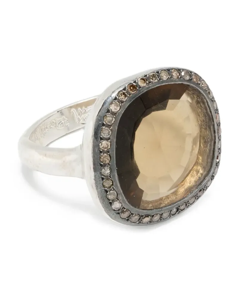 Rosa Maria Ring aus Sterlingsilber mit Diamant und Rauchquarz Silber