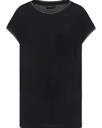 Emporio Armani Kurzärmelige Chiffonbluse Schwarz