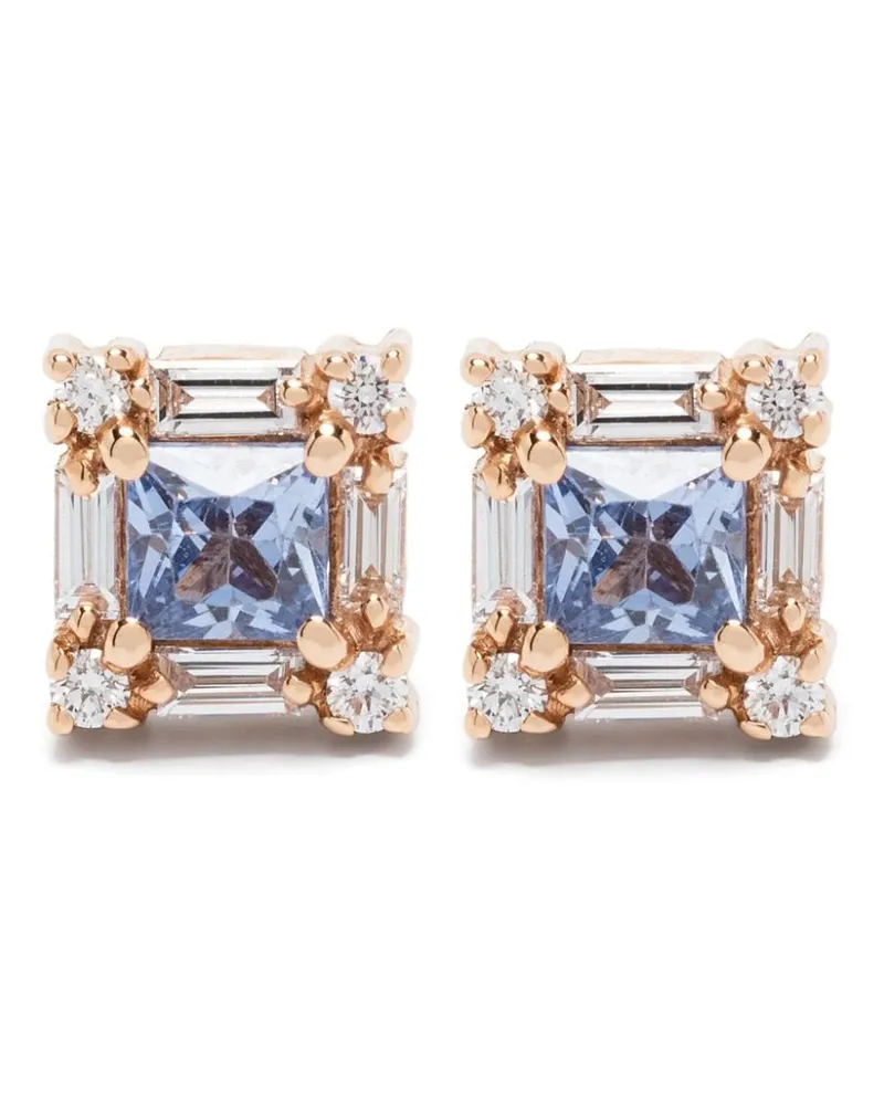 Suzanne Kalan 18kt Rotgoldohrringe mit Diamanten und Saphiren Gold
