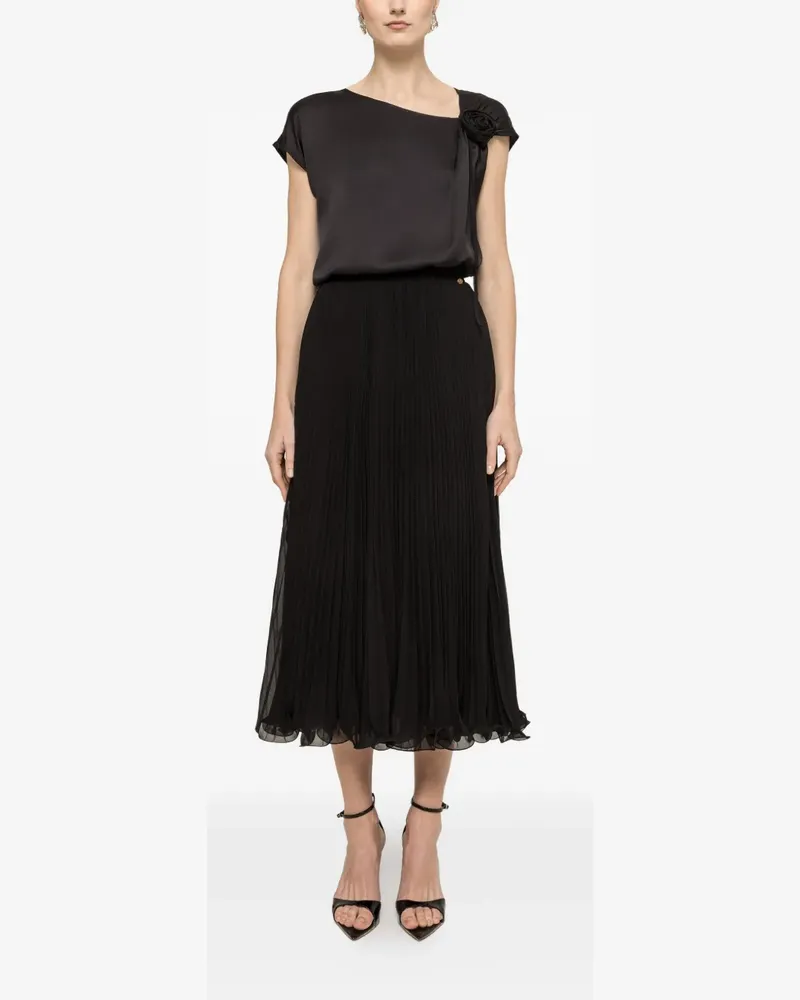 NISSA pleated midi skirt - Schwarz Schwarz