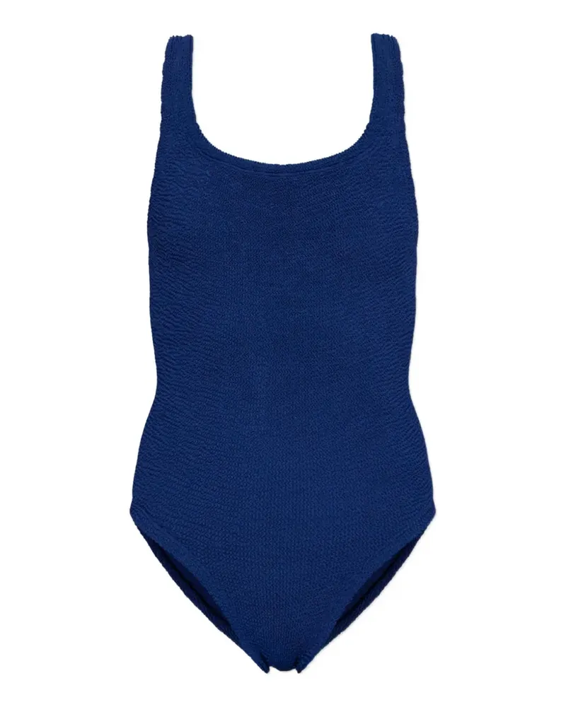 Hunza G Coverage Badeanzug in Knitteroptik - Blau Blau