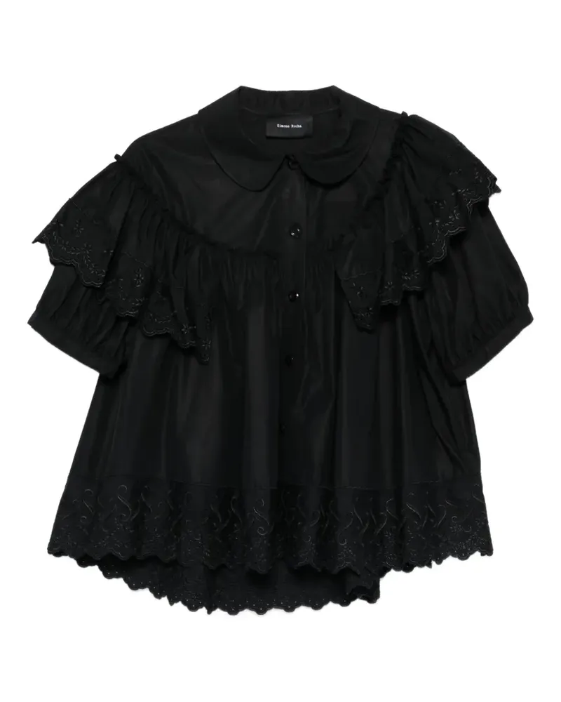 Simone Rocha broderie-anglaise sleeveless shirt - Schwarz Schwarz