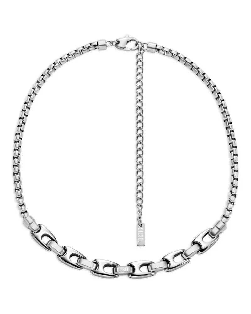 Diesel Halskette mit ovalem Logo - Silber Silber
