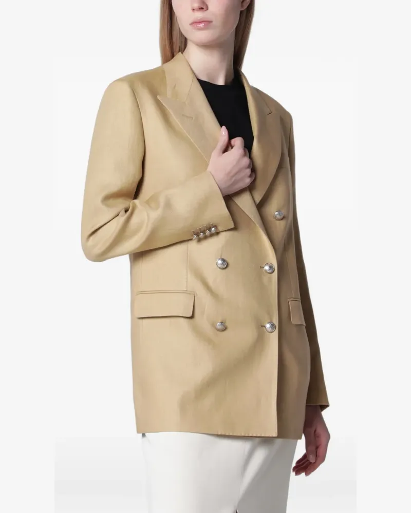 Tagliatore double-breasted peak-lapel blazer - Nude Nude