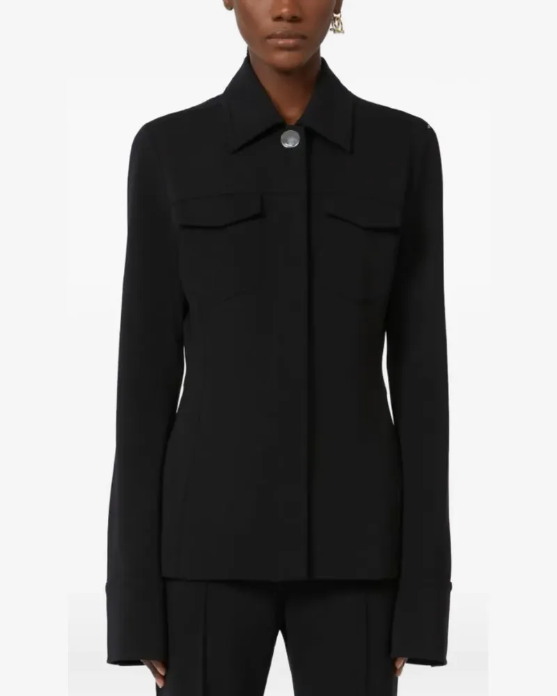SPORTMAX flap-pockets crepe shirt jacket - Schwarz Schwarz