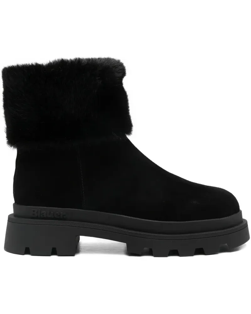 Blauer Stiefel mit Pelzbesatz - Schwarz Schwarz