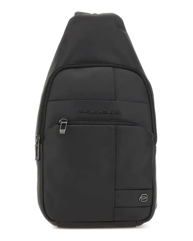 Piquadro Rucksack mit Logo-Schild - Schwarz Schwarz