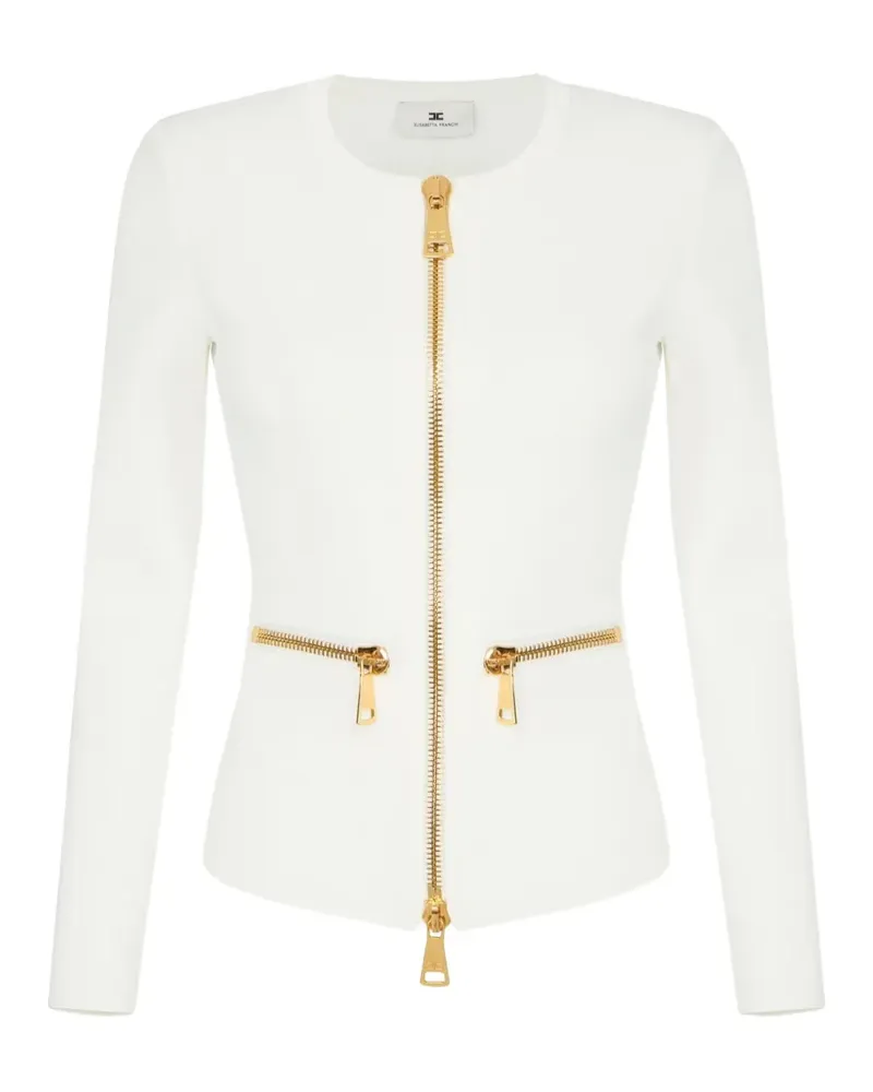 Elisabetta Franchi cardigan in knit fabric with zip - Weiß Weiß