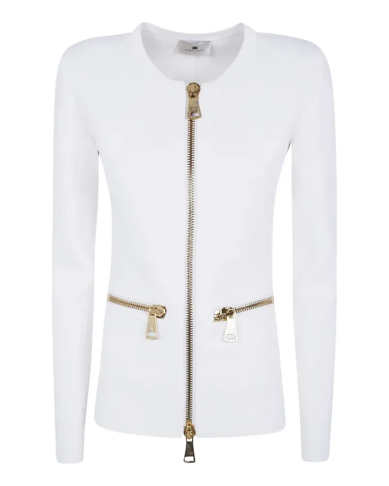 Elisabetta Franchi Cardigan aus Strick mit Reißverschluss - Weiß Weiß