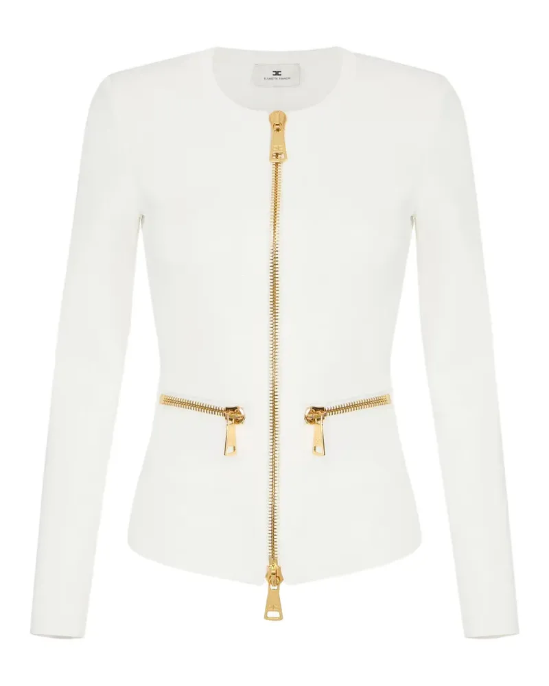 Elisabetta Franchi Cardigan aus Strick mit Reißverschluss - Weiß Weiß