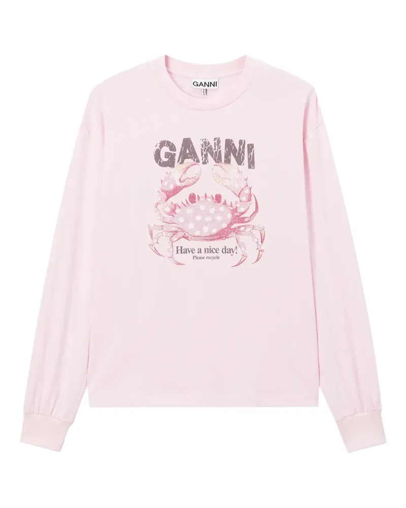 Ganni Langarmshirt mit Krebsprint - Rosa Rosa