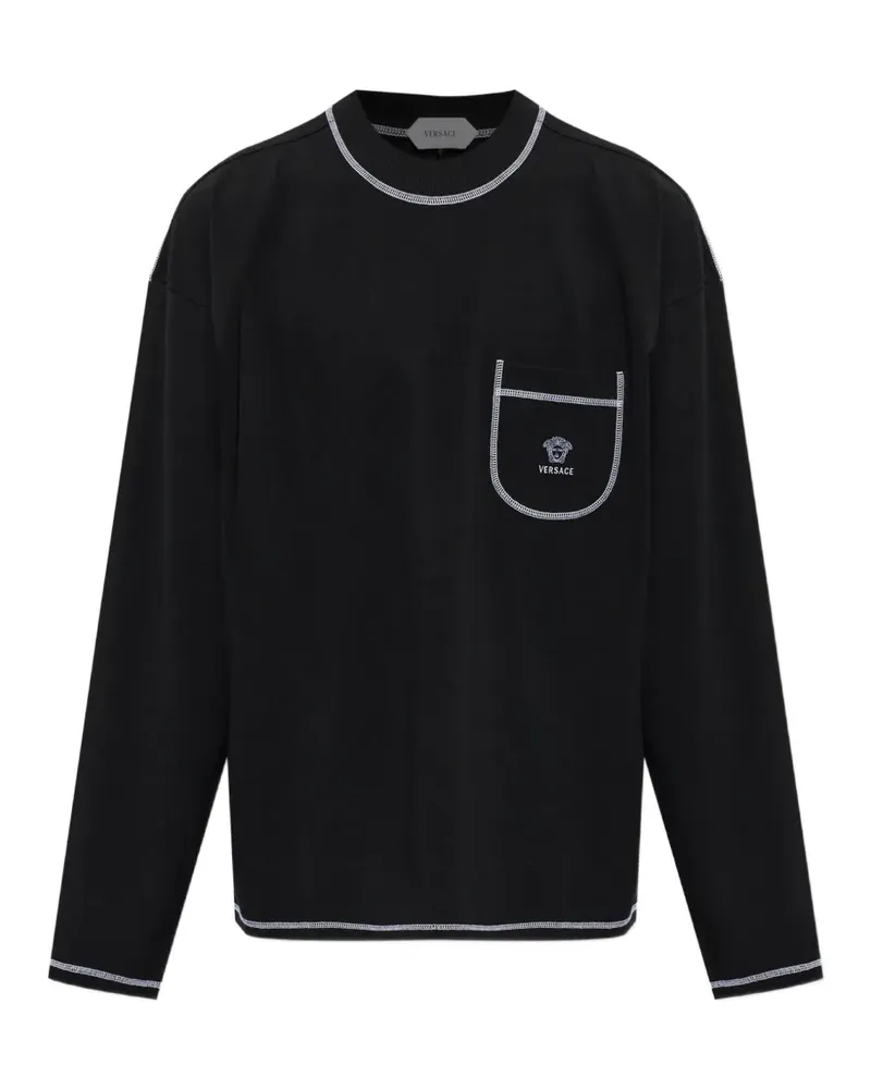 Versace embroidered-logo stretch cotton jersey t-shirt - Schwarz Schwarz