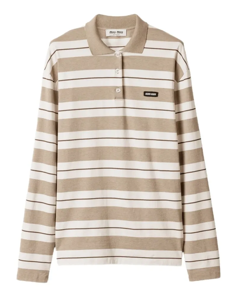 Miu Miu Gestreiftes Poloshirt - Nude Nude