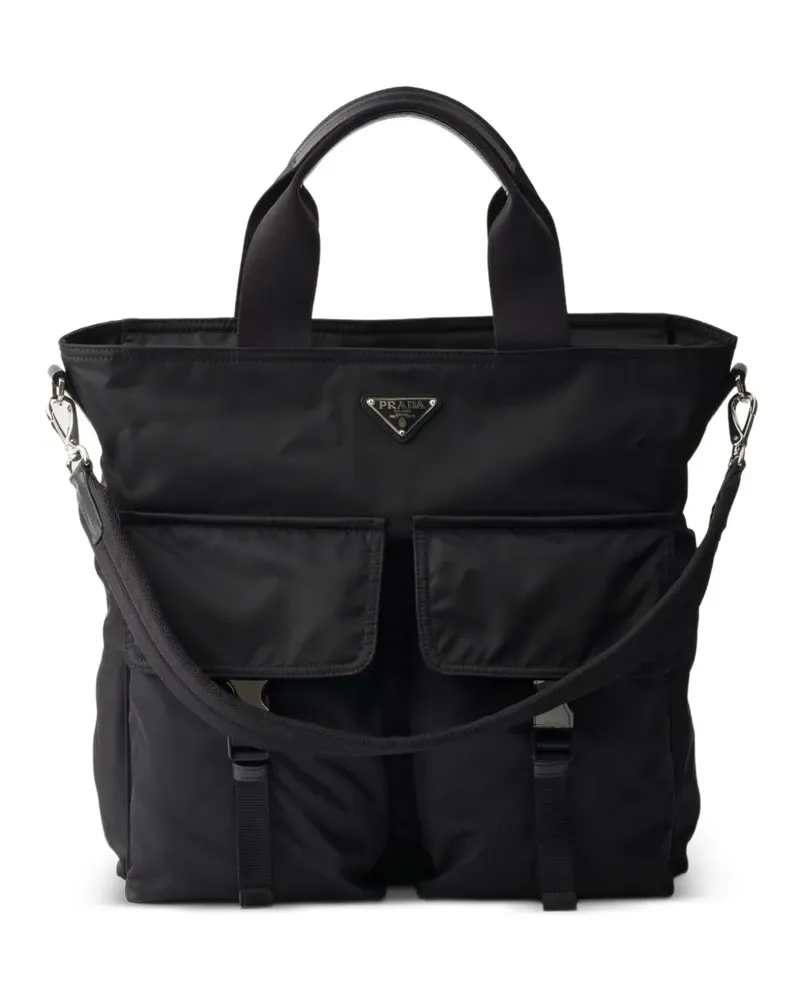 Prada Explore Tote Bag aus Re-Nylon und Leder - Schwarz Schwarz