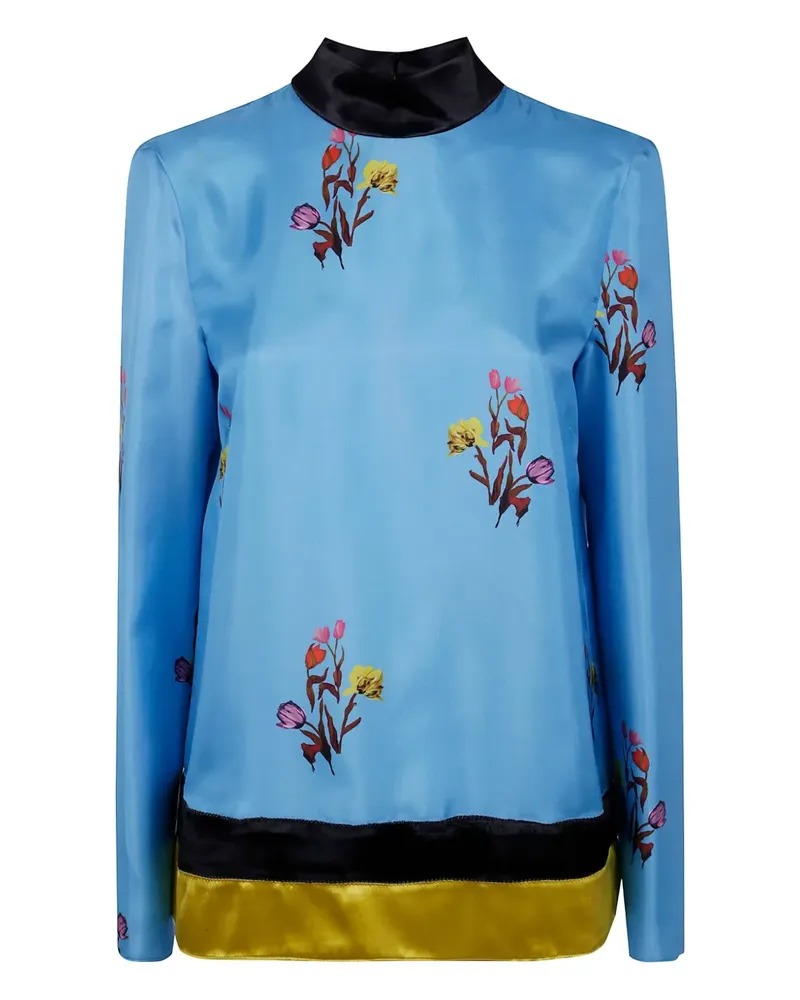 Marni Seidenoberteil mit Blumen-Print - Blau Blau