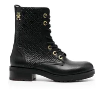 Bikerstiefel mit Monogramm - Schwarz