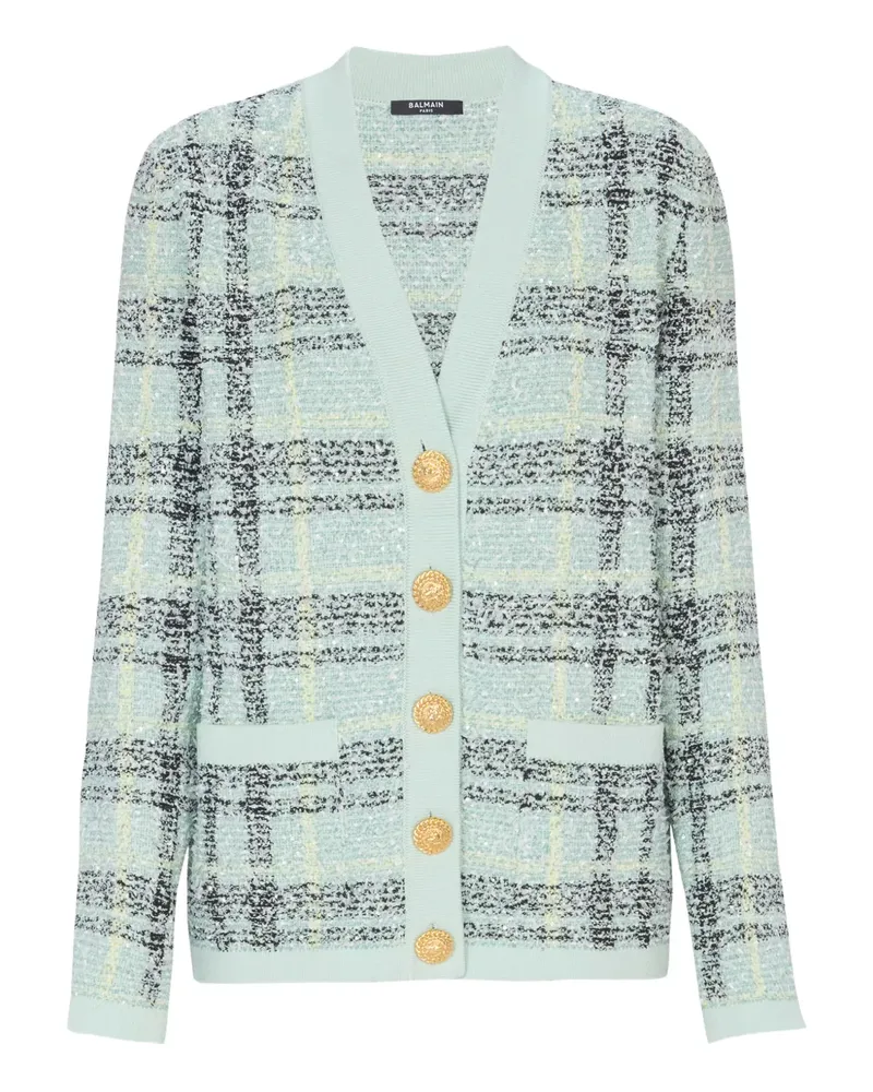 Balmain Tweed-Cardigan im Glitter-Look - Grün Grün