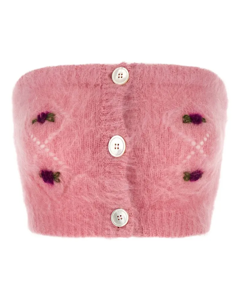 Alessandra Rich Oberteil mit Knöpfen - Rosa Rosa