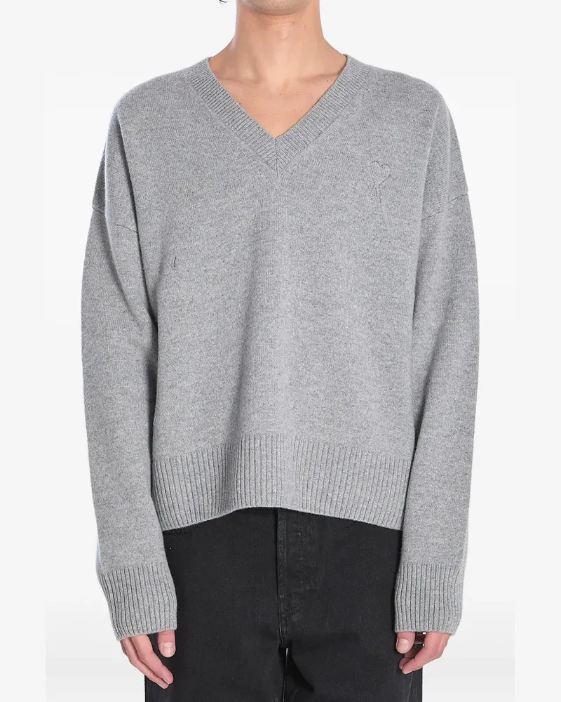 AMI Paris Pullover mit V-Ausschnitt - Grau Grau