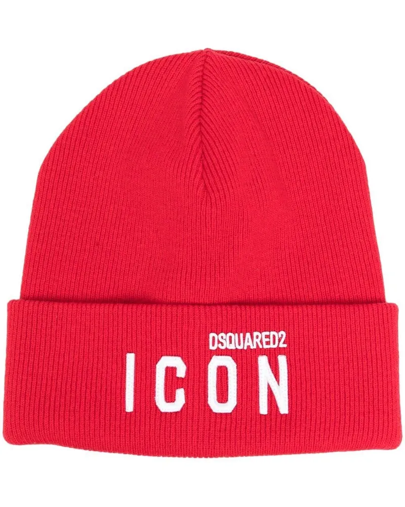 Dsquared2 Beanie mit Logo-Patch Rot