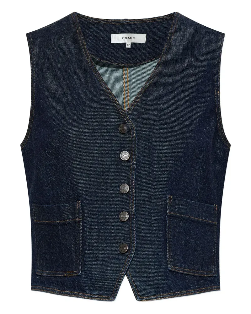Frame Denim buttoned pocketed denim waistcoat - Blau Blau