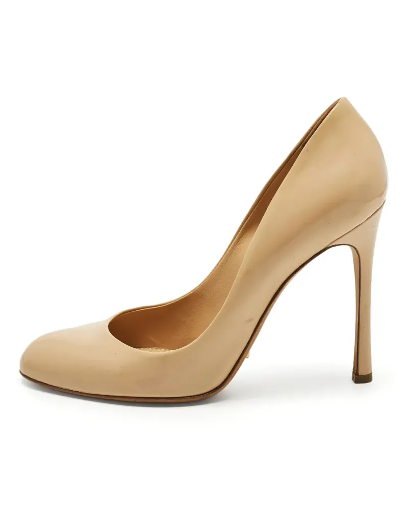 Sergio Rossi round-toe leather heeled pumps - Nude Nude