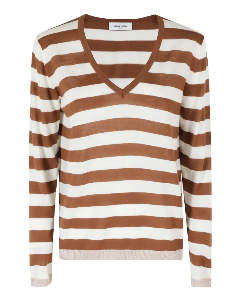 Gran Sasso striped V-neck sweater - Braun Braun