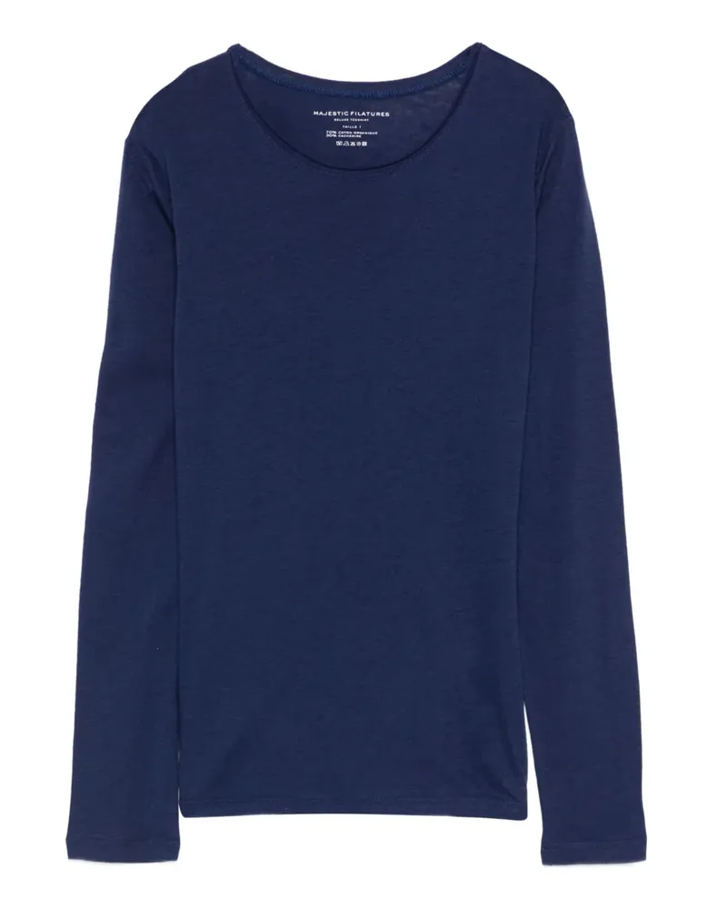Majestic Langarmshirt mit rundem Ausschnitt - Blau Blau