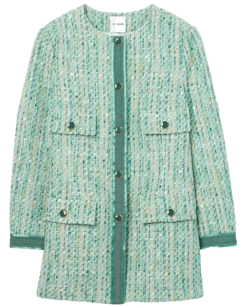 ST. JOHN Slub-Tweed-Jacke mit Lurex Grün