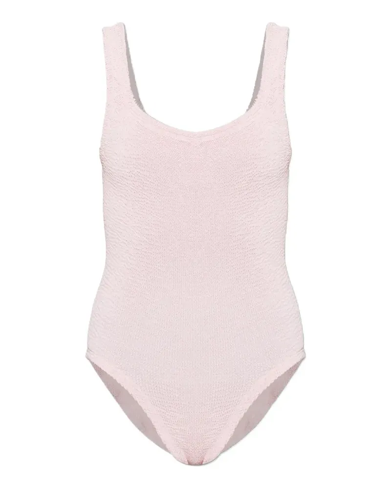 Hunza G scoop-neck crinkle-effect swimsuit - Rosa Rosa