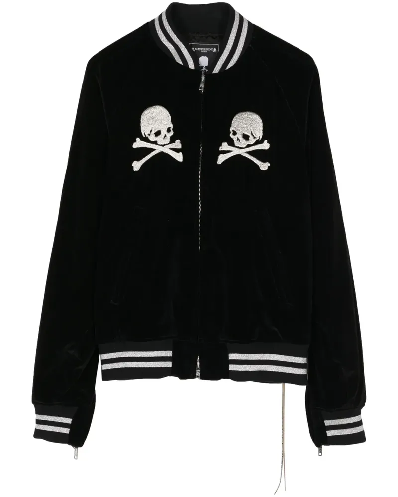 Mastermind World Sportjacke mit Totenkopf-Stickerei - Schwarz Schwarz