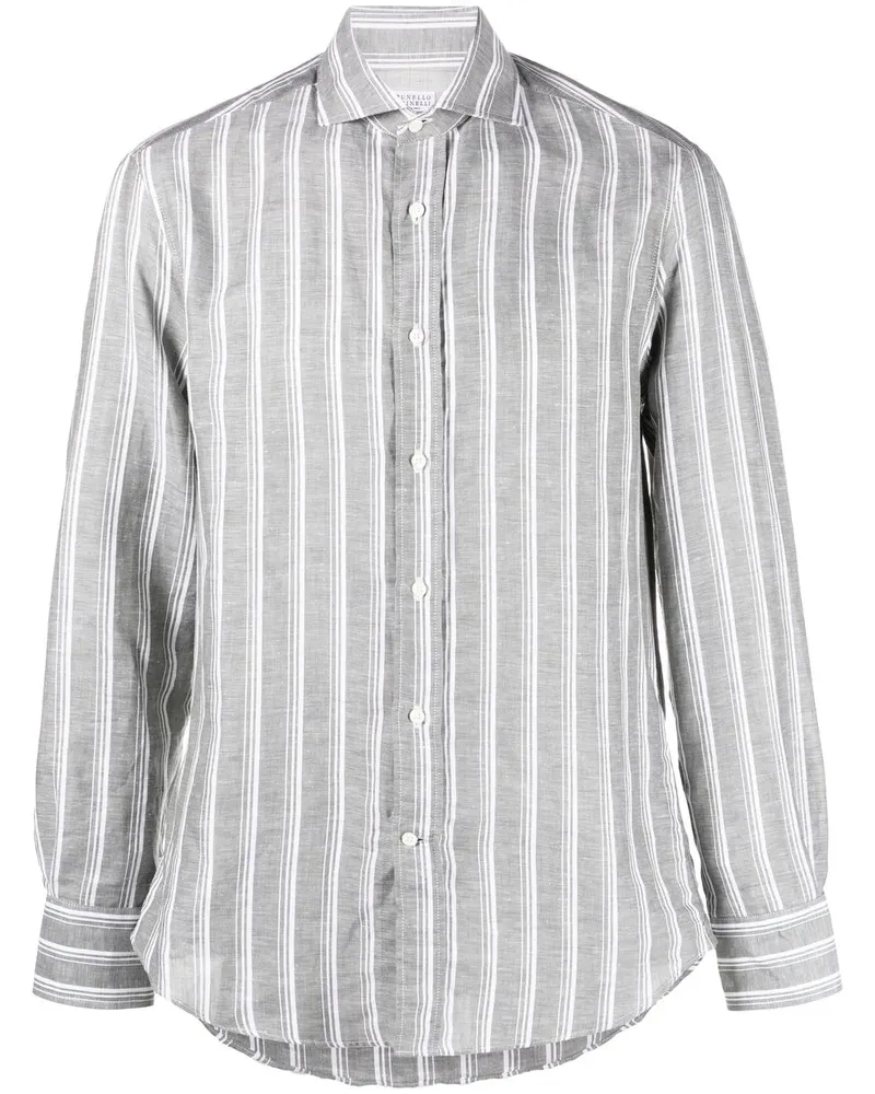 Brunello Cucinelli Gestreiftes Hemd - Grau Grau