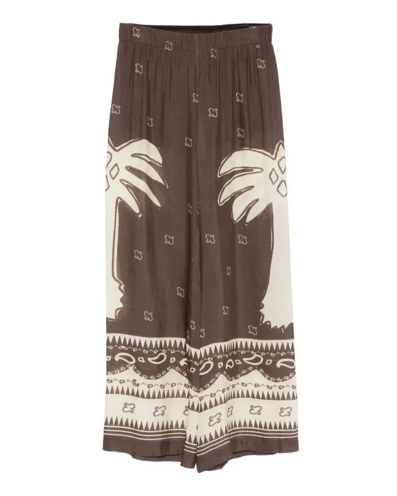 ottod’Ame palm-tree-print palazzo pants - Braun Braun