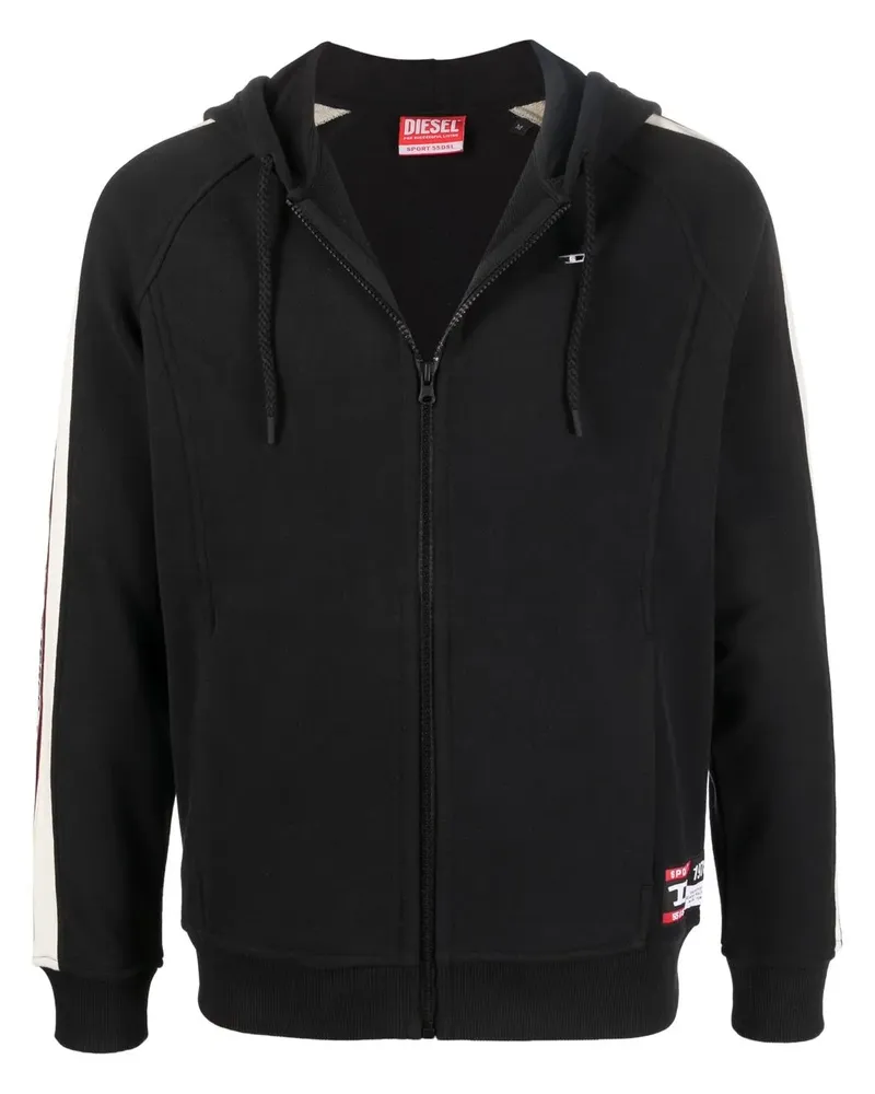 Diesel Sweatshirtjacke mit Logo-Print - Schwarz Schwarz