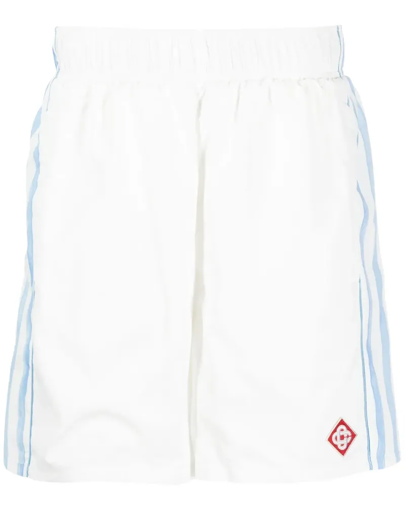 Casablanca Paris Streifen-Shorts mit Logo-Applikation - Weiß Weiß