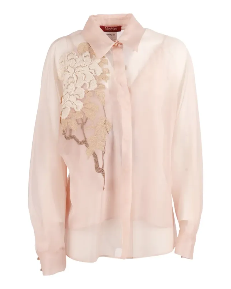 Max Mara floral-embroidered sheer blouse - Rosa Rosa