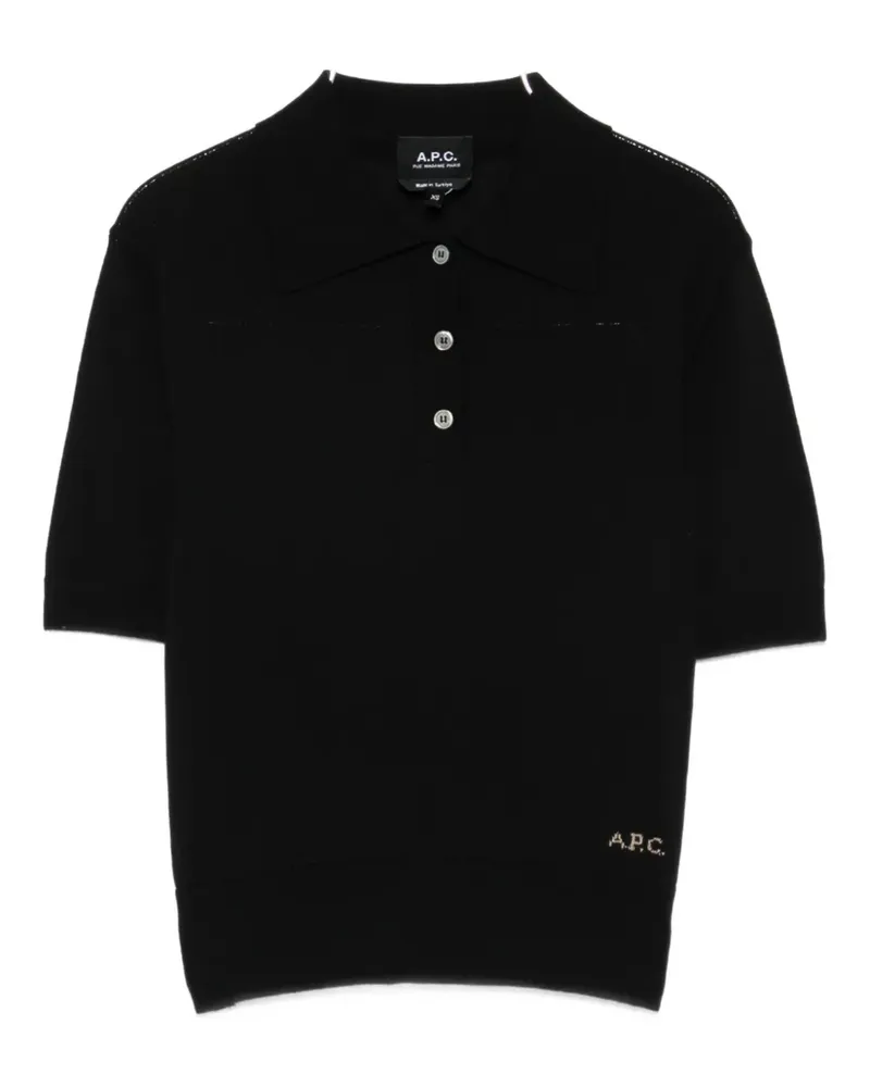 A.P.C. logo-detail polo top - Schwarz Schwarz