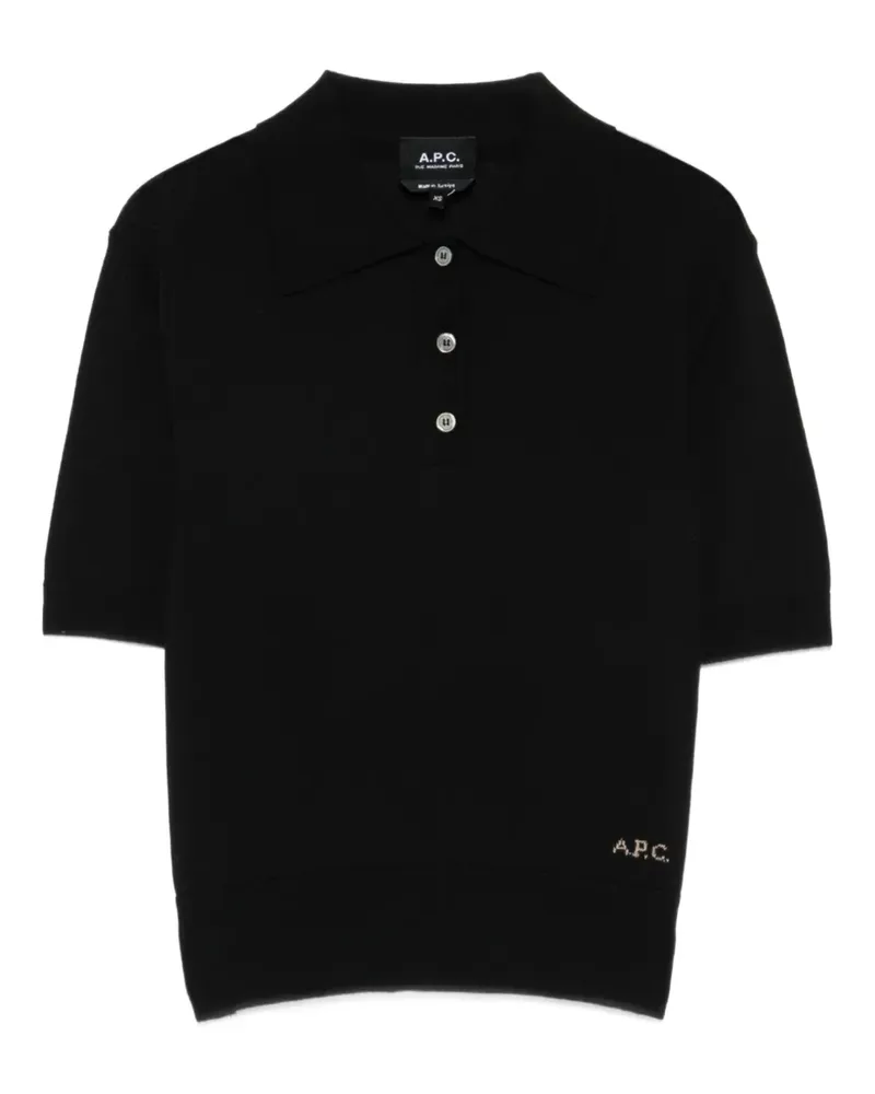 A.P.C. logo-detail polo top - Schwarz Schwarz