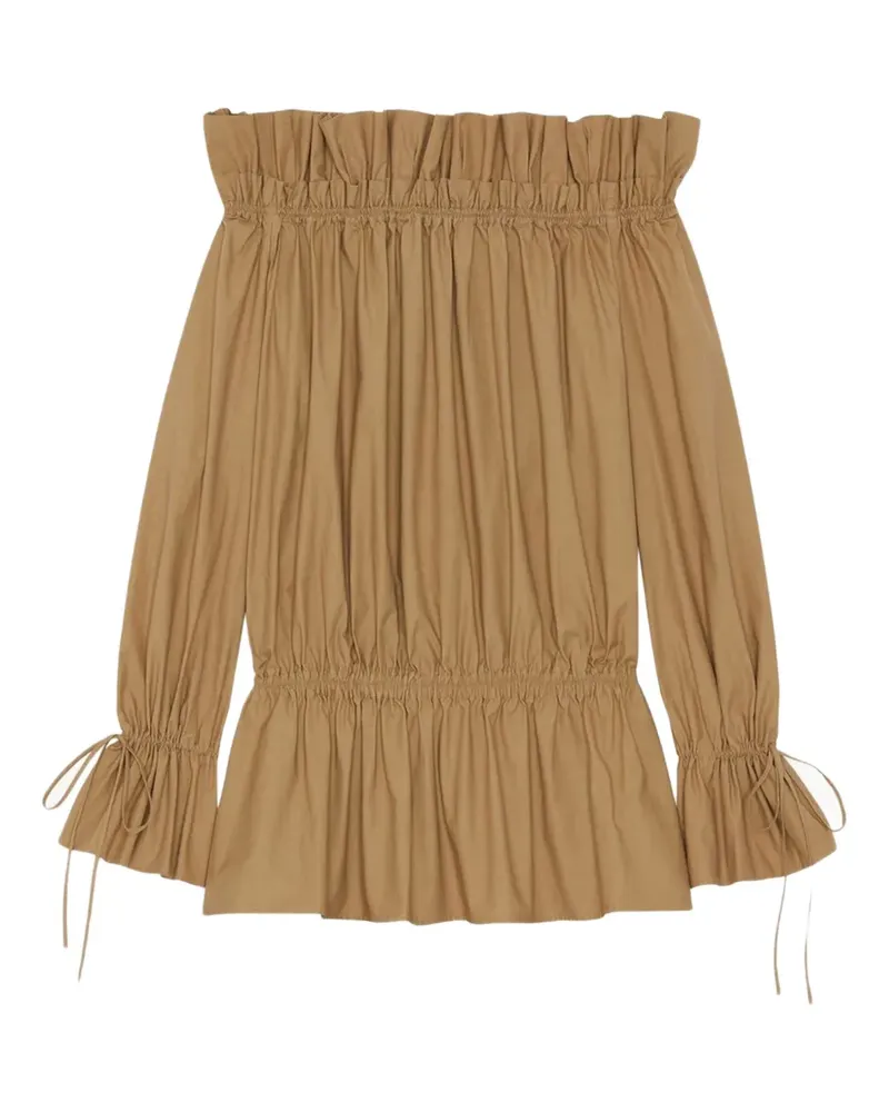 Saint Laurent Schulterfreies Kleid mit Raffung - Braun Braun