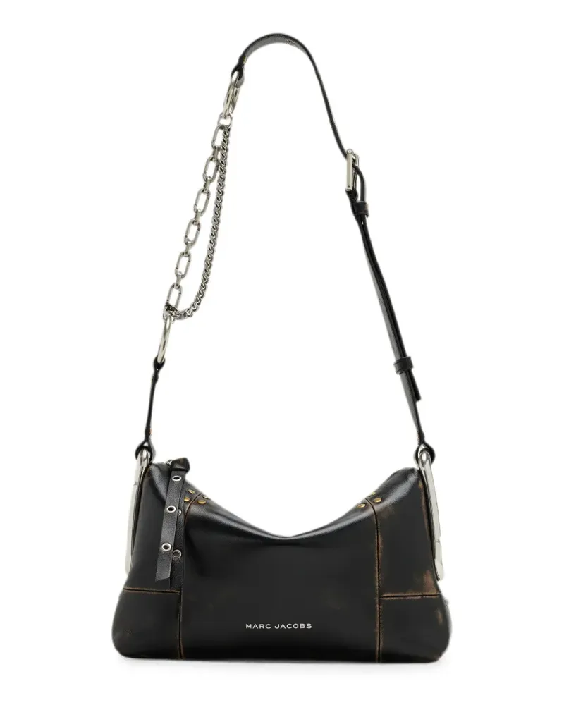 Marc Jacobs Mittelgroße Scene Schultertasche aus Distressed-Leder mit Nieten - Schwarz Schwarz