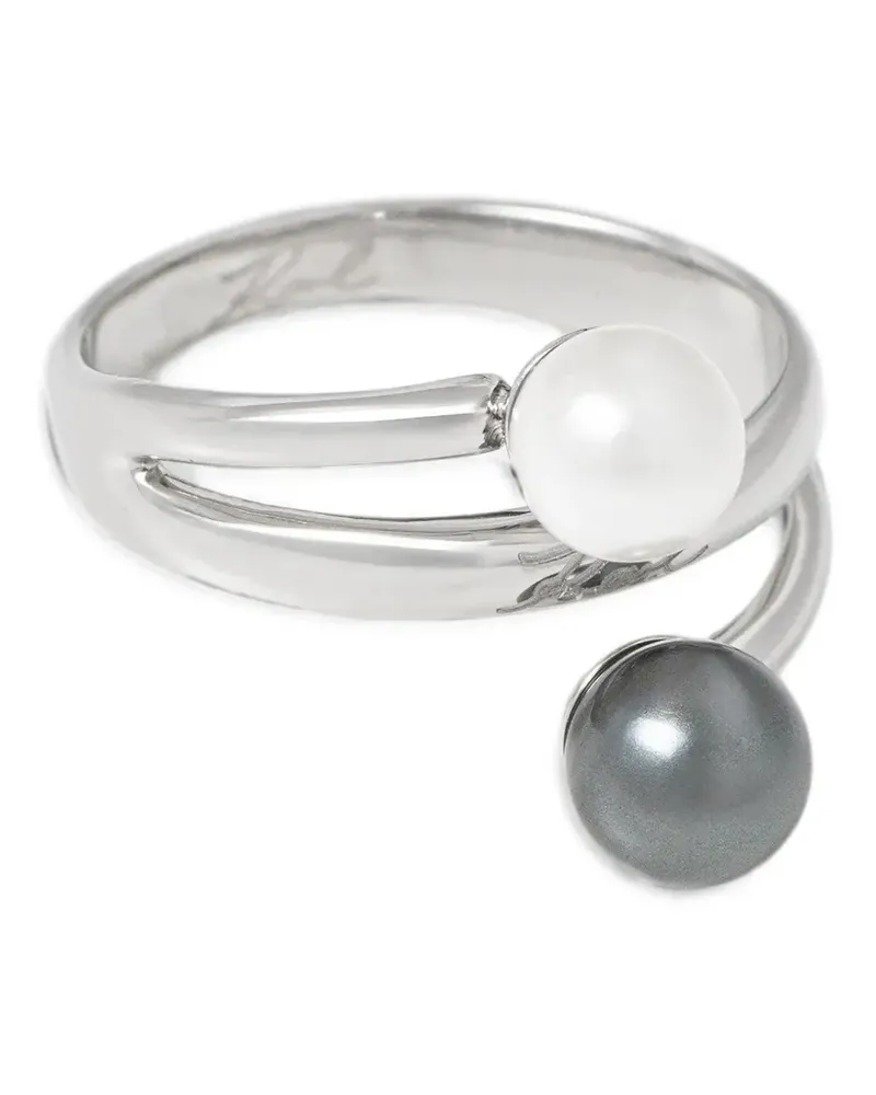 Karl Lagerfeld faux-pearl open-band ring - Silber Silber
