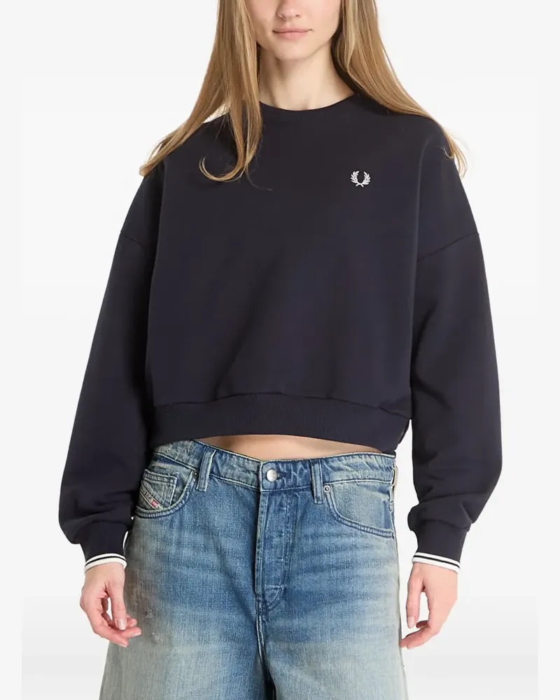 Fred Perry logo-embroidered tipped-cuff sweatshirt - Blau Blau