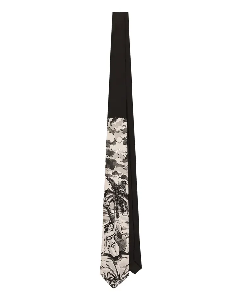 Dolce & Gabbana Krawatte mit Illustrations-Print - Schwarz Schwarz