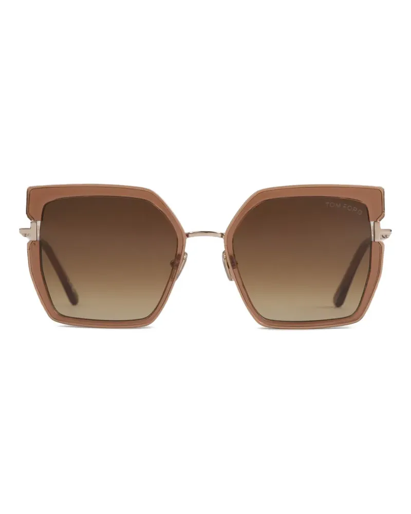 Tom Ford Sonnenbrille mit geometrischem Gestell - Braun Braun
