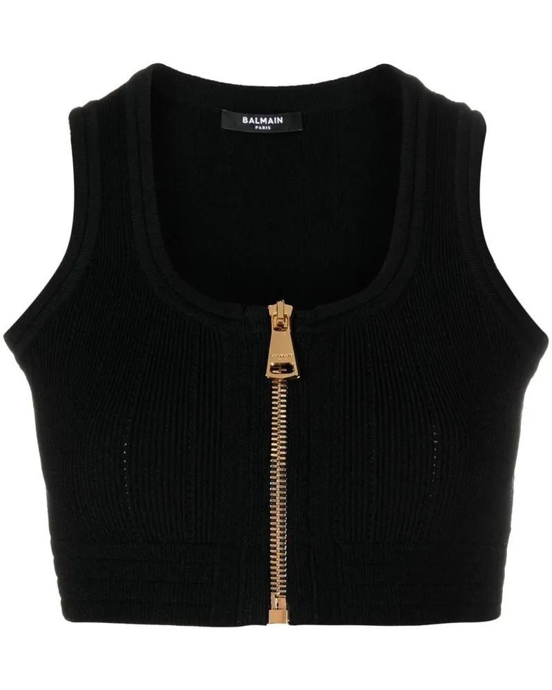 Balmain Gestricktes Bralette-Top Schwarz