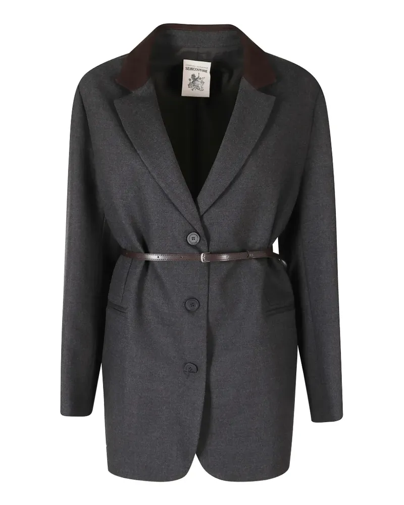 Semicouture Blazer mit Kontrastkragen und Gürtel - Grau Grau