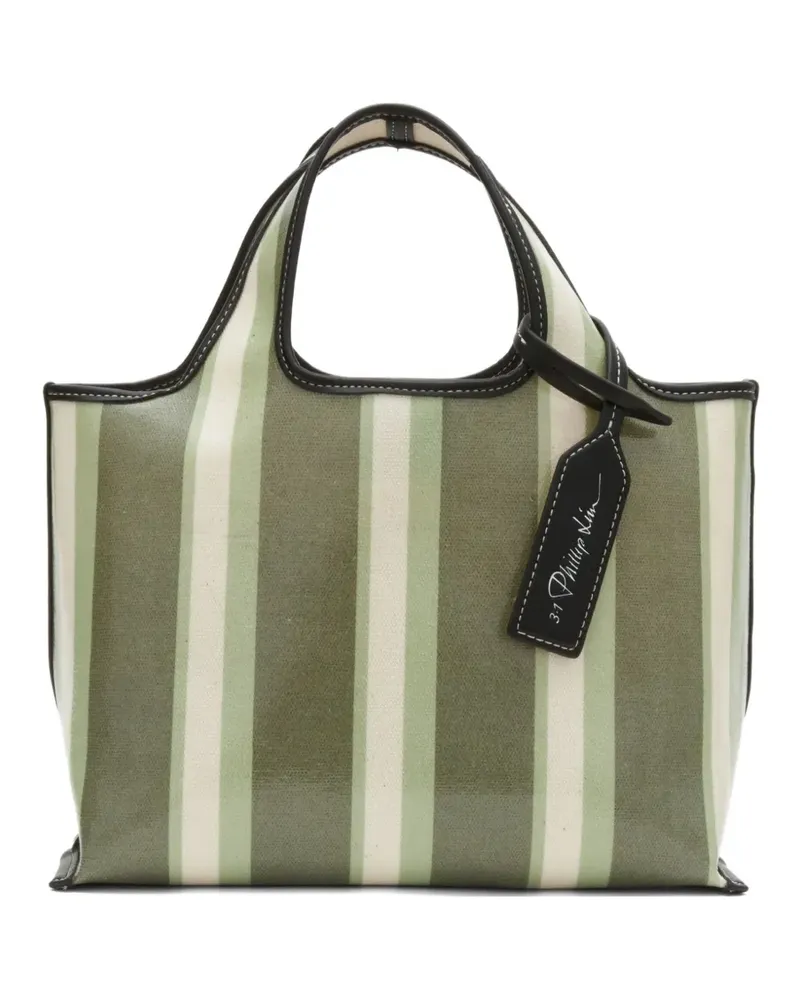 3.1 phillip lim Mini Market Tote Bag mit Streifen - Grün Grün